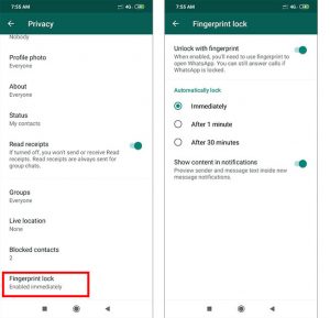 whatsapp fingerprint unlock